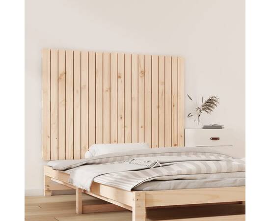 Tăblie de pat pentru perete, 127,5x3x90 cm, lemn masiv de pin, 3 image