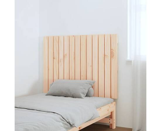 Tăblie de pat pentru perete, 82,5x3x60 cm, lemn masiv de pin, 3 image