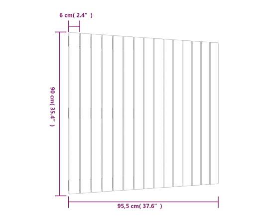 Tăblie de pat pentru perete, 95,5x3x90 cm, lemn masiv de pin, 8 image