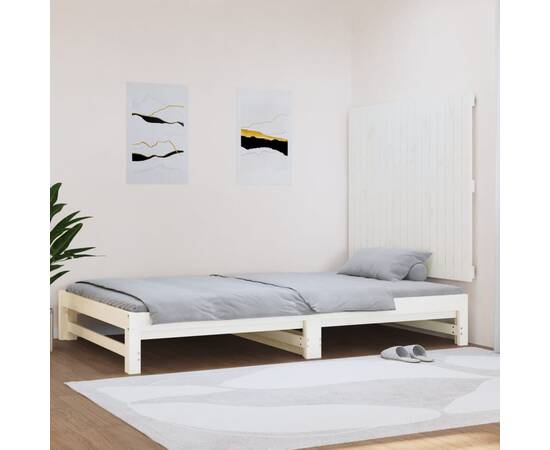 Tăblie de pat pentru perete, alb, 108x3x90 cm, lemn masiv pin