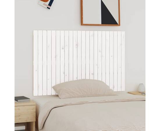 Tăblie de pat pentru perete, alb, 140x3x90 cm, lemn masiv pin