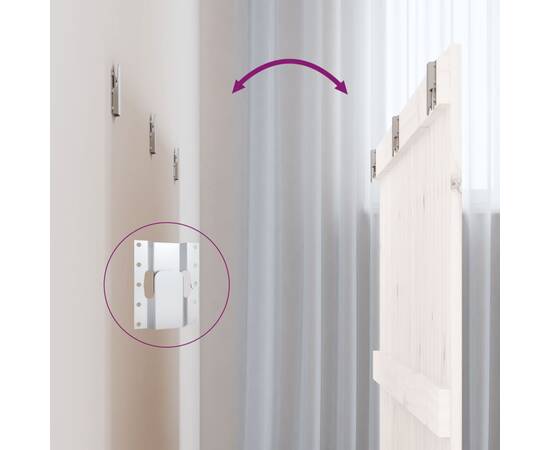 Tăblie de pat pentru perete, alb, 140x3x90 cm, lemn masiv pin, 6 image