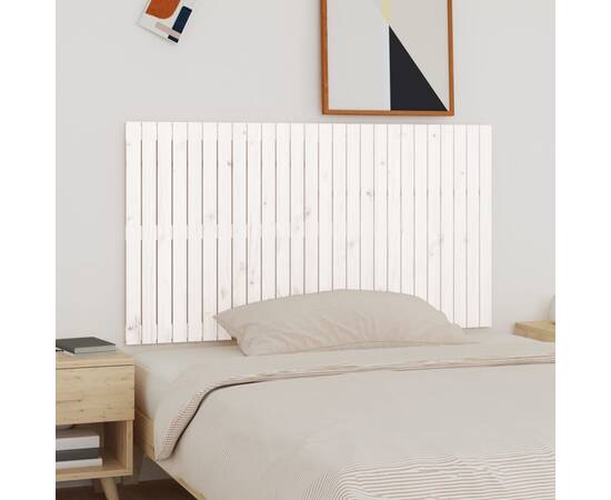 Tăblie de pat pentru perete, alb, 166x3x90 cm, lemn masiv pin