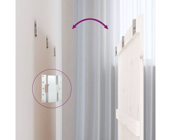Tăblie de pat pentru perete, alb, 166x3x90 cm, lemn masiv pin, 6 image