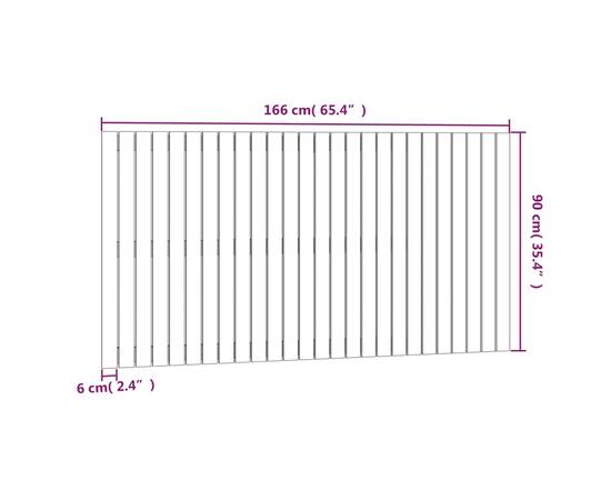 Tăblie de pat pentru perete, alb, 166x3x90 cm, lemn masiv pin, 8 image