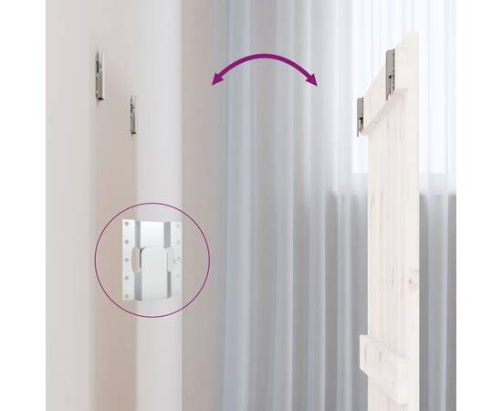 Tăblie de pat pentru perete, alb, 82,5x3x60 cm, lemn masiv pin, 6 image