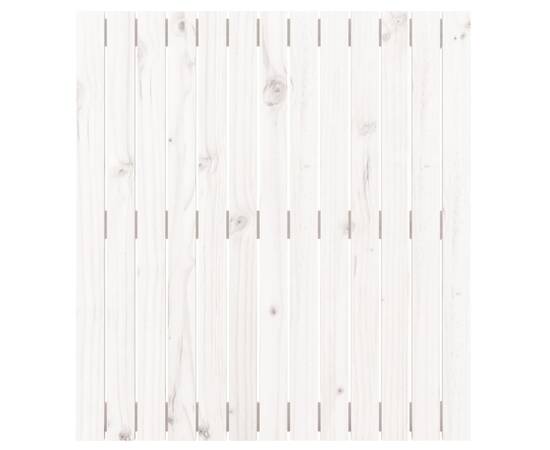 Tăblie de pat pentru perete, alb, 82,5x3x90 cm, lemn masiv pin, 4 image