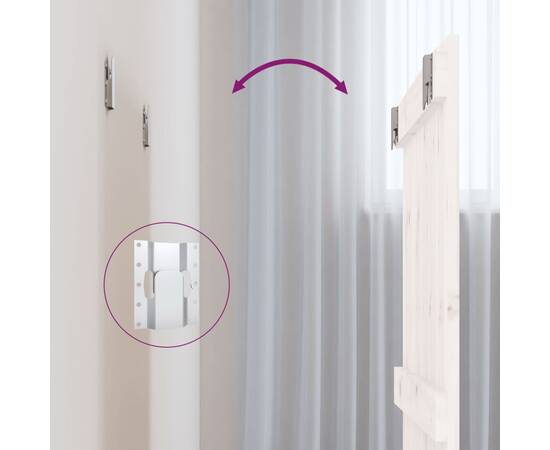 Tăblie de pat pentru perete, alb, 82,5x3x90 cm, lemn masiv pin, 6 image