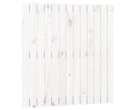 Tăblie de pat pentru perete, alb, 82,5x3x90 cm, lemn masiv pin, 2 image