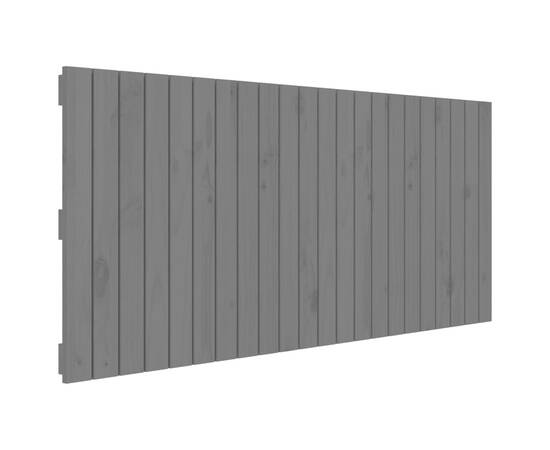 Tăblie de pat pentru perete, gri, 140x3x60 cm, lemn masiv pin, 2 image