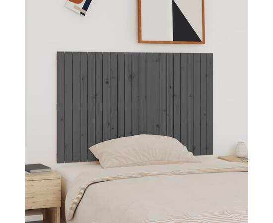 Tăblie de pat pentru perete, gri, 140x3x90 cm, lemn masiv pin