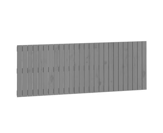 Tăblie de pat pentru perete, gri, 166x3x60 cm, lemn masiv pin, 2 image
