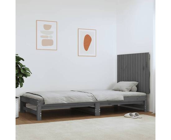 Tăblie de pat pentru perete, gri, 82,5x3x60 cm, lemn masiv pin