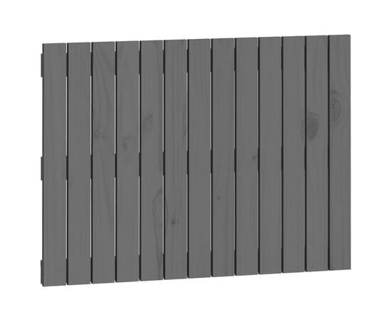 Tăblie de pat pentru perete, gri, 82,5x3x60 cm, lemn masiv pin, 2 image