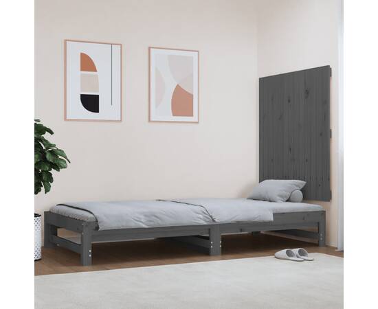Tăblie de pat pentru perete, gri, 82,5x3x90 cm, lemn masiv pin