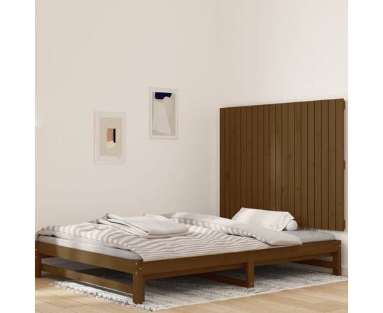Tăblie de pat pentru perete, maro miere, 127,5x3x90 cm