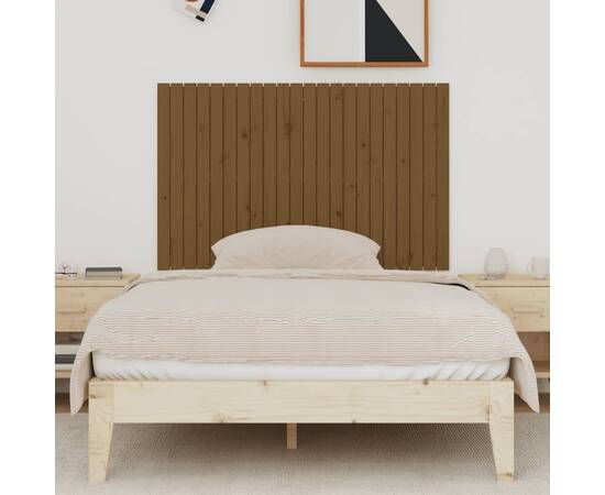 Tăblie de pat pentru perete, maro miere, 140x3x90 cm, lemn pin, 3 image