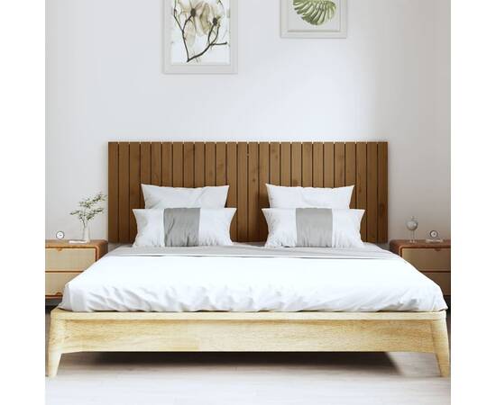 Tăblie de pat pentru perete, maro miere, 166x3x60 cm, 3 image