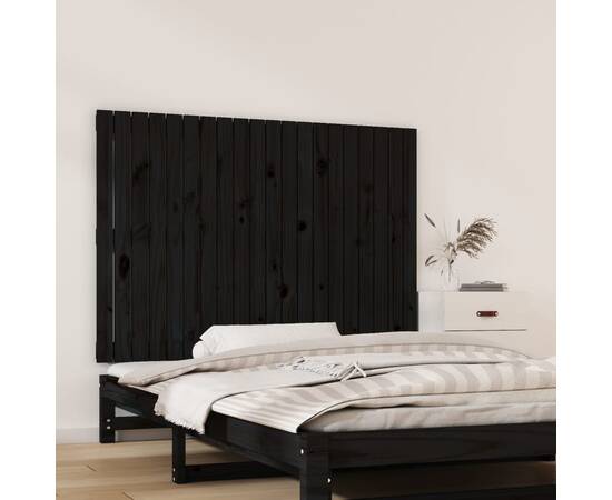 Tăblie de pat pentru perete, negru, 127,5x3x90 cm, 3 image