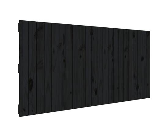 Tăblie de pat pentru perete, negru, 140x3x60 cm, lemn masiv pin, 2 image