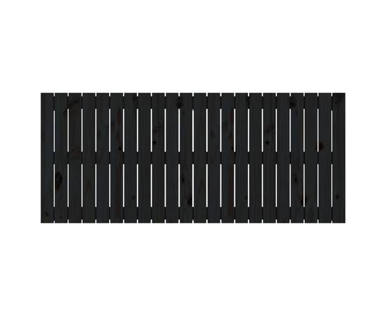 Tăblie de pat pentru perete, negru, 140x3x60 cm, lemn masiv pin, 4 image