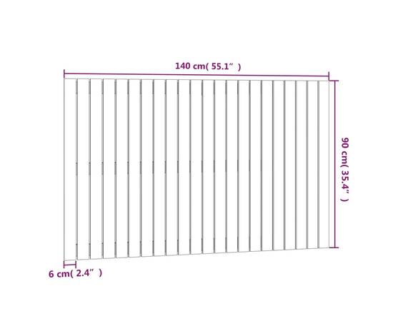 Tăblie de pat pentru perete, negru, 140x3x90 cm, lemn masiv pin, 8 image
