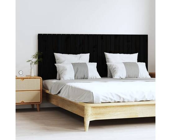 Tăblie de pat pentru perete, negru, 159,5x3x60 cm