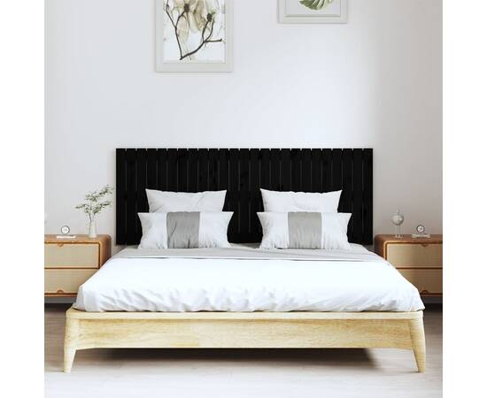 Tăblie de pat pentru perete, negru, 159,5x3x60 cm, 3 image