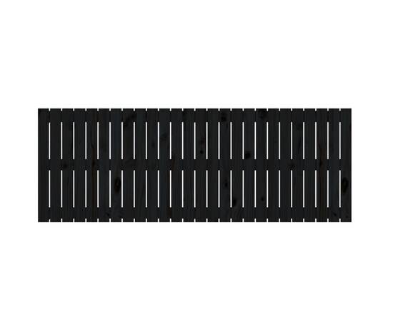 Tăblie de pat pentru perete, negru, 166x3x60 cm, lemn masiv pin, 4 image