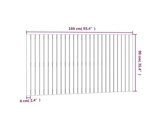 Tăblie de pat pentru perete, negru, 166x3x90 cm, lemn masiv pin, 8 image