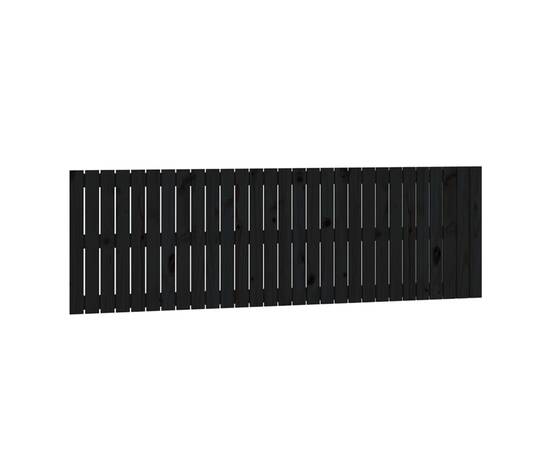 Tăblie de pat pentru perete, negru, 185x3x60 cm, lemn masiv pin, 2 image