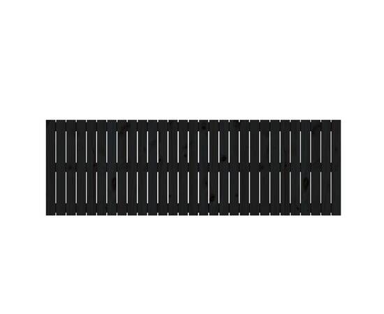Tăblie de pat pentru perete, negru, 185x3x60 cm, lemn masiv pin, 4 image