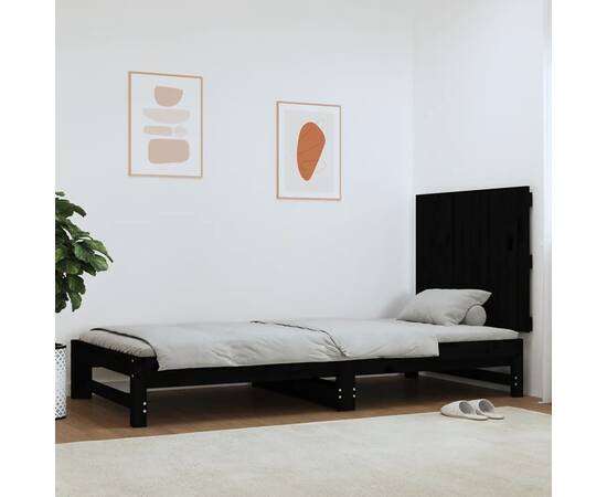 Tăblie de pat pentru perete, negru, 82,5x3x60cm, lemn masiv pin