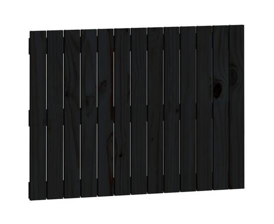 Tăblie de pat pentru perete, negru, 82,5x3x60cm, lemn masiv pin, 2 image