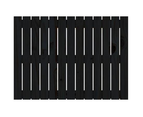 Tăblie de pat pentru perete, negru, 82,5x3x60cm, lemn masiv pin, 4 image