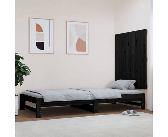 Tăblie de pat pentru perete, negru, 82,5x3x90 cm lemn masiv pin