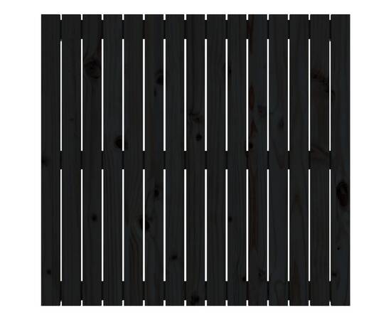Tăblie de pat pentru perete, negru, 95,5x3x90cm, lemn masiv pin, 4 image