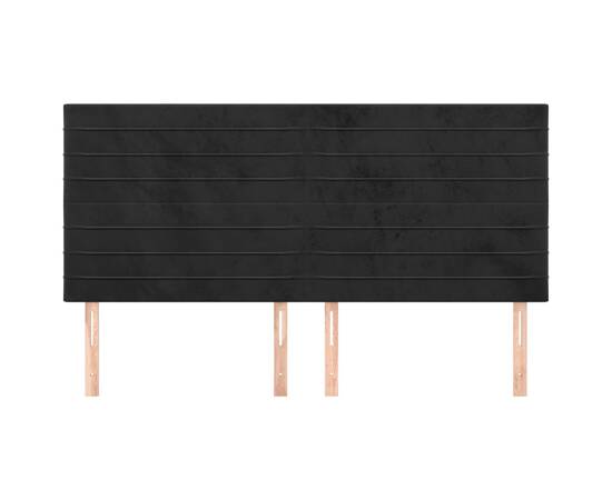 Tăblii de pat, 4 buc, negru, 90x5x78/88 cm, catifea, 3 image