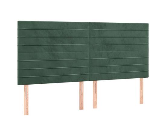 Tăblii de pat, 4 buc, verde închis, 90x5x78/88 cm, catifea, 2 image