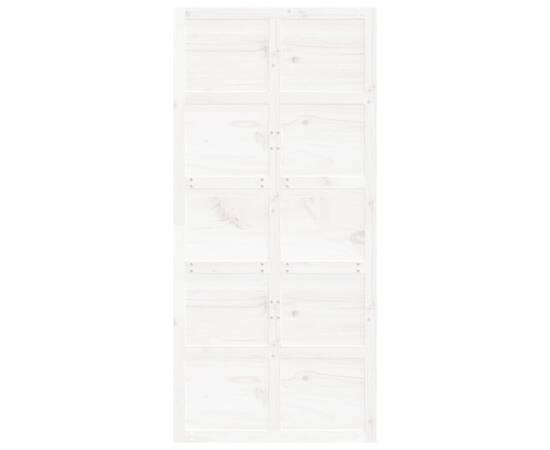 Ușă de hambar, alb, 100x1,8x214 cm, lemn masiv de pin, 5 image