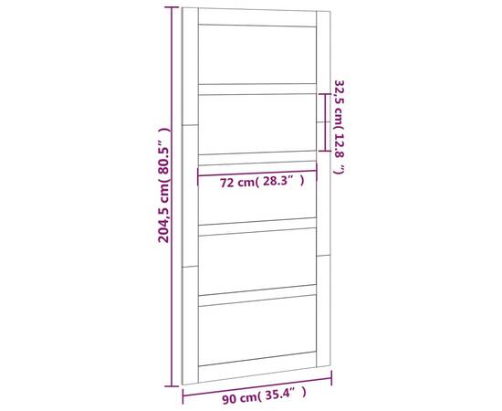 Ușă de hambar, alb, 90x1,8x204,5 cm, lemn masiv de pin, 7 image