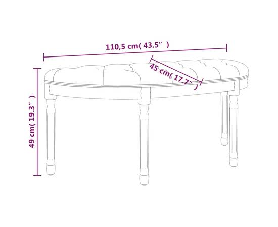 Bancă, gri închis, 110,5x45x49 cm, catifea, 8 image