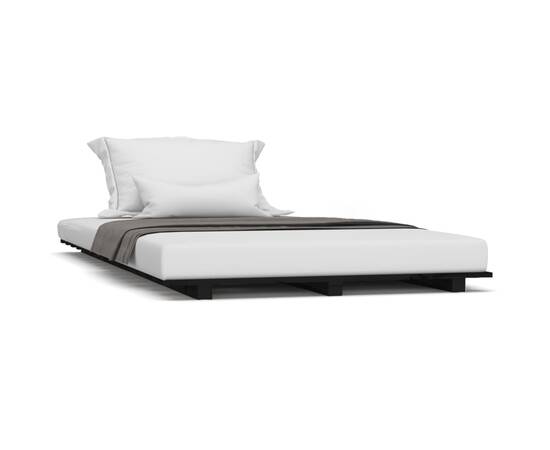 Cadru de pat, negru, 90x190 cm, lemn masiv de pin, 2 image