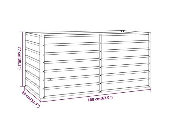 Jardinieră de grădină, gri, 160x80x77 cm, oțel corten, 8 image