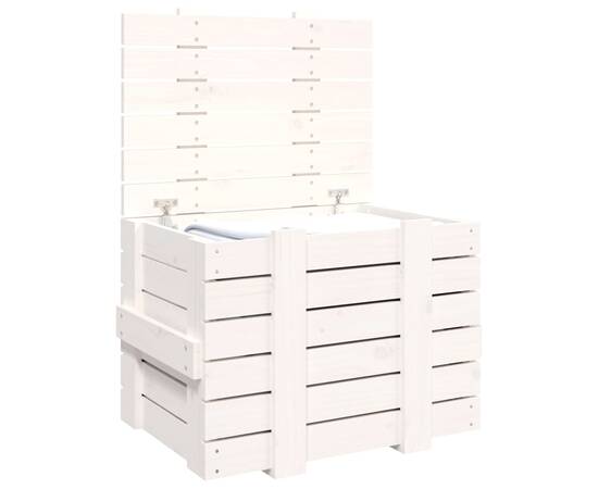 Cutie de depozitare, alb, 58x40,5x42 cm, lemn masiv de pin, 5 image