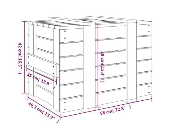 Cutie de depozitare, alb, 58x40,5x42 cm, lemn masiv de pin, 11 image