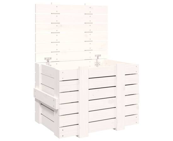 Cutie de depozitare, alb, 58x40,5x42 cm, lemn masiv de pin, 2 image