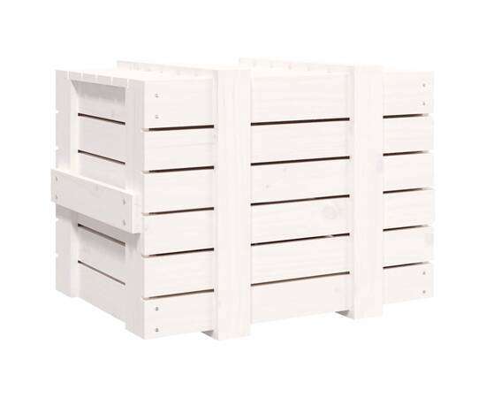 Cutie de depozitare, alb, 58x40,5x42 cm, lemn masiv de pin, 6 image