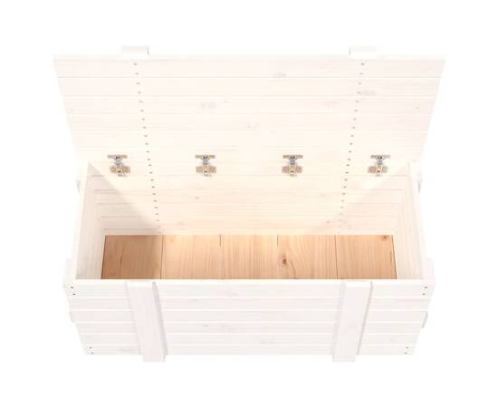 Cutie de depozitare, alb, 91x40,5x42 cm, lemn masiv de pin, 9 image
