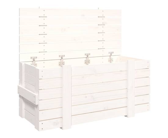 Cutie de depozitare, alb, 91x40,5x42 cm, lemn masiv de pin, 2 image